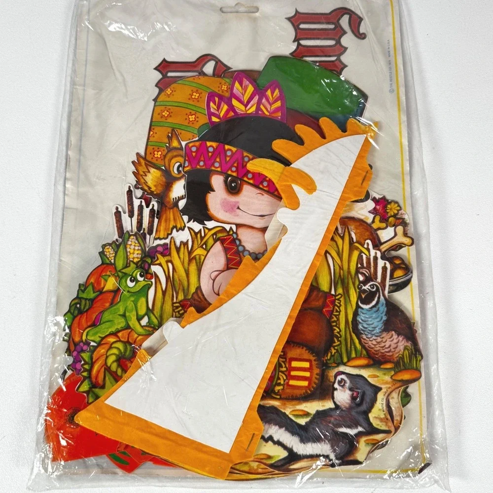 Vintage Beistle Thanksgiving Decorama 8 Piece Set Paper Tissue 1978 1979 NOS New